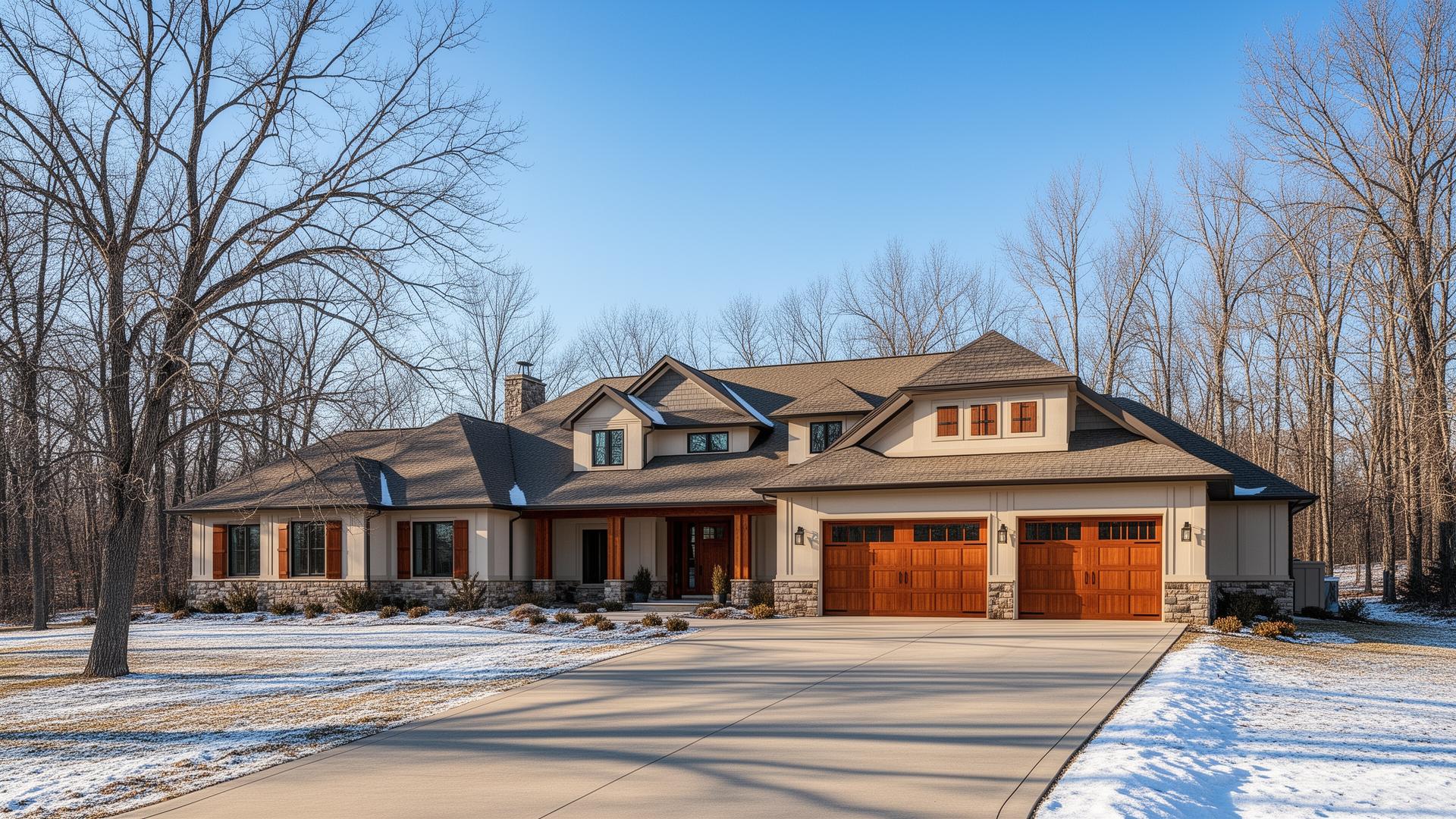 Premium insulated steel garage doors on beautiful ranch style home in Seymour CT